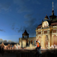 Eine Variante des Parkes «Geschichte von Tatarstan» vor dem „Palast der Ackerbauer“ – der östliche Teil