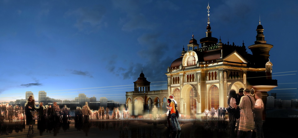 Eine Variante des Parkes «Geschichte von Tatarstan» vor dem „Palast der Ackerbauer“ – der östliche Teil